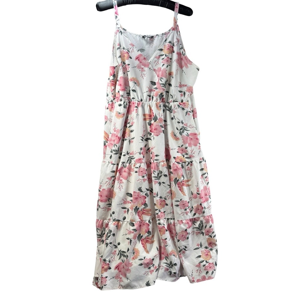 BloomChic Womens 18-20 Floral Maxi Dress Tiered Hem Lined Adjustable Straps